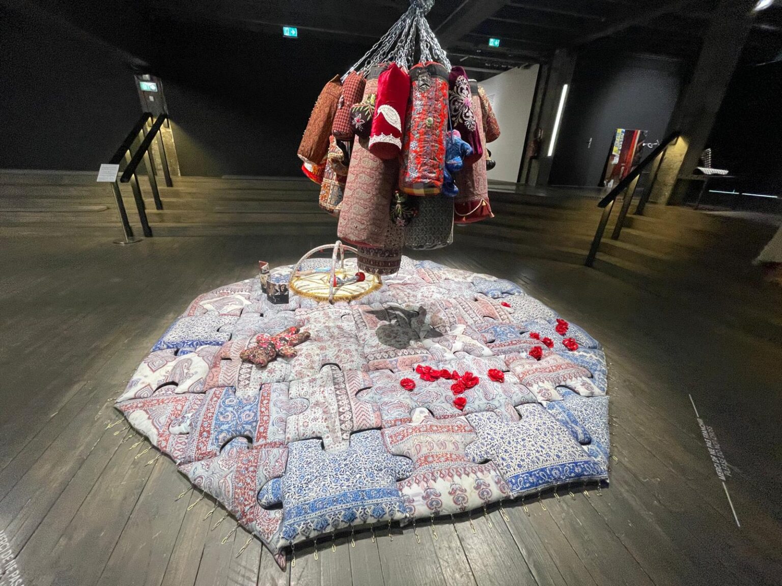 Circular cloth art exhibit at Palais de Tokyo