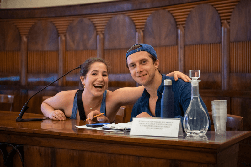 two students smiling